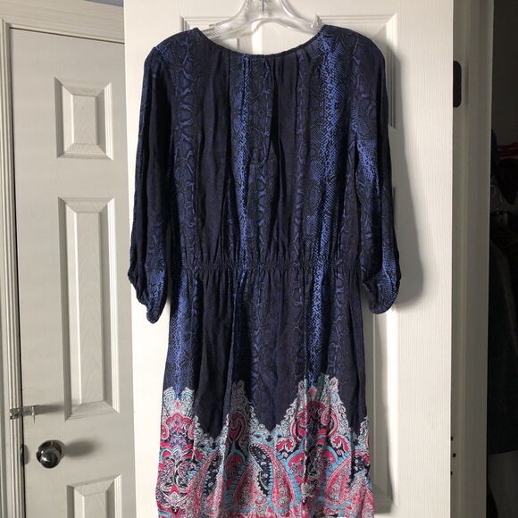 Ariat dress XS‎ blue multicolor snakeskin print fit & flare knee length casual - Picture 7 of 8